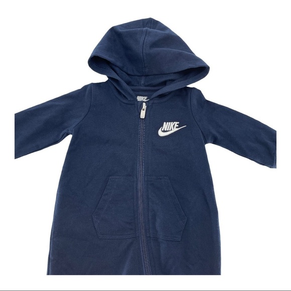 Nike Hooded Sweatshirt Zip Up Navy Blue Coverall - Picture 3 of 6